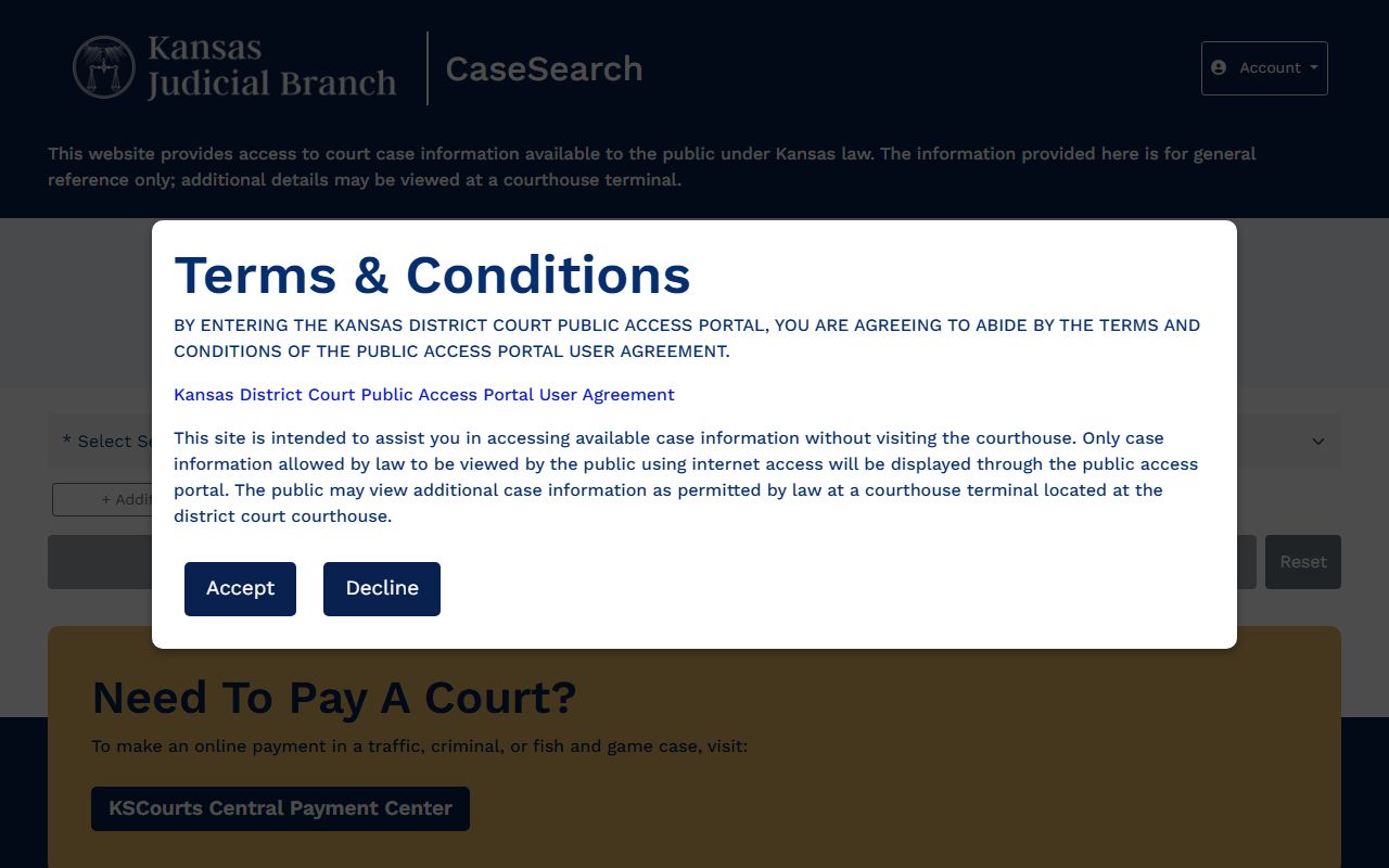 Harper County court records after arrest Kansas Case Search portal